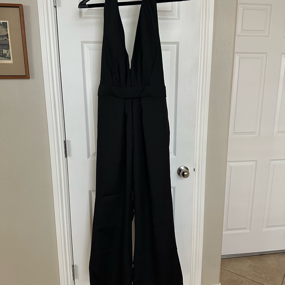 Elegant Black Halter Jumpsuit - free shipping!